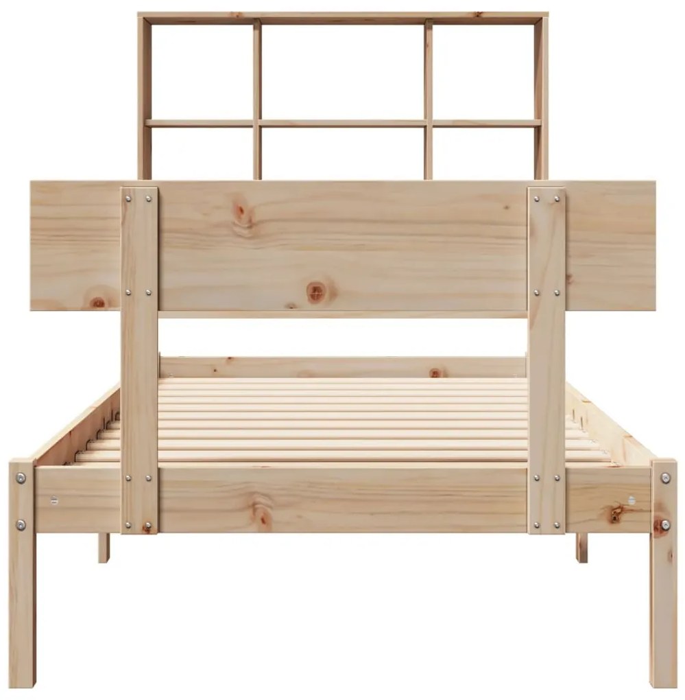 tömör fenyőfa könyvespolcos ágy matrac nélkül 90 x 200 cm