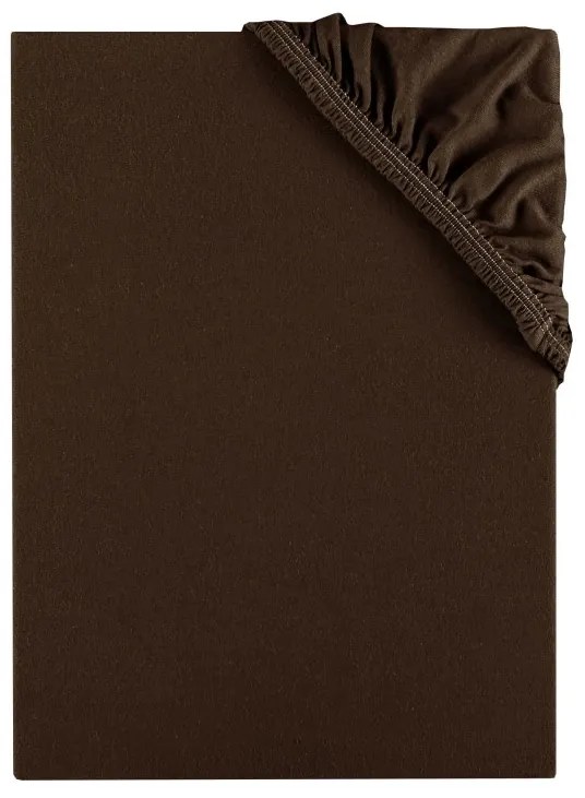 EMI sötétbarna 100% pamutjersey gumis lepedő, 200x220-as lap