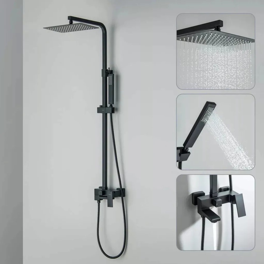 AREZZO design CUBEFIELD 3 funkciós zuhanyrendszer, fekete