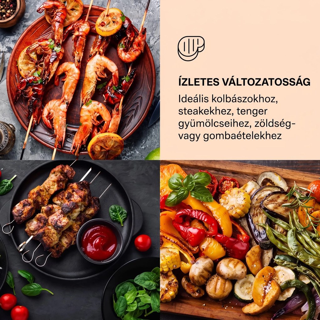 Klarstein Grillmeile 4400, elektromos grill, 2 x 2200 W, rozsdamentes acél grill lap
