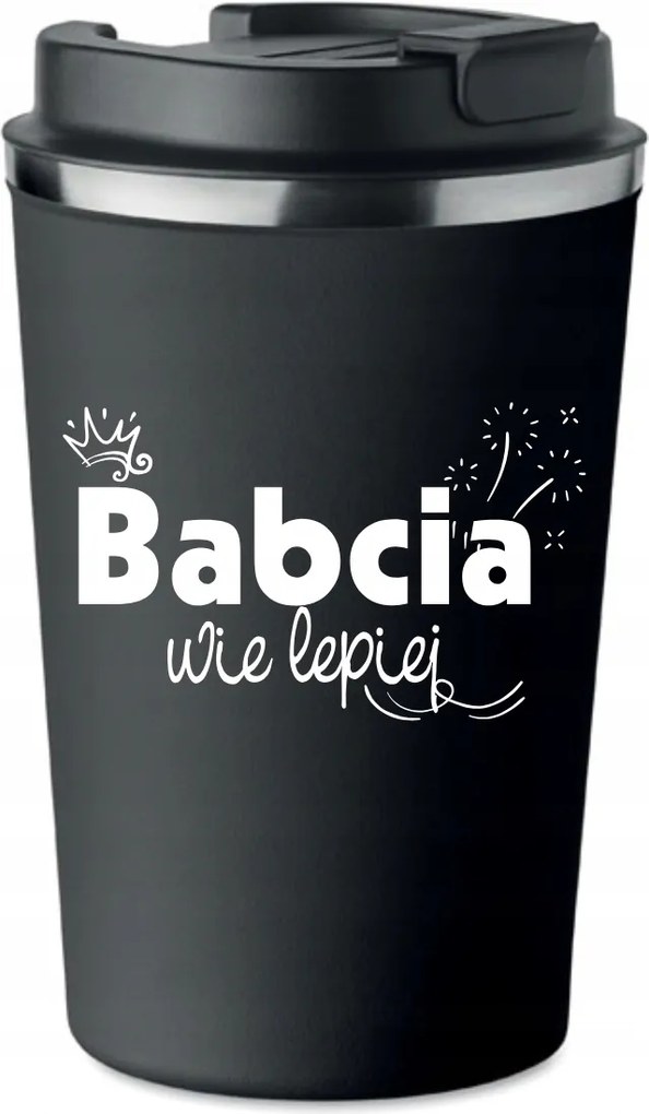 Prémium termo bögre fekete ajándék Nagymamáknak Jobban Tudja A Napot KT_282