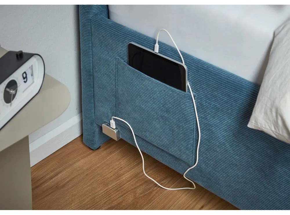 Kék kárpitozott sarok gyerekágy ágyrács nélkül 90x200 cm Cool – Meise Möbel