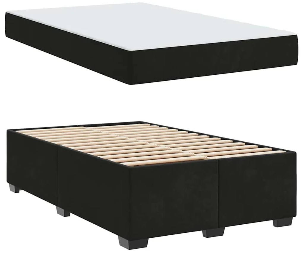 Ágykeret matraccal matracmal Fekete 120 x 200 cm Bársony