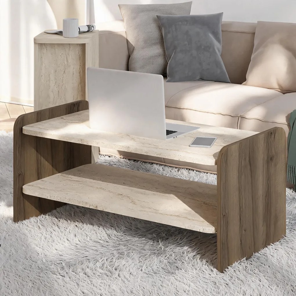 Amon - Travertine, Antique Walnut