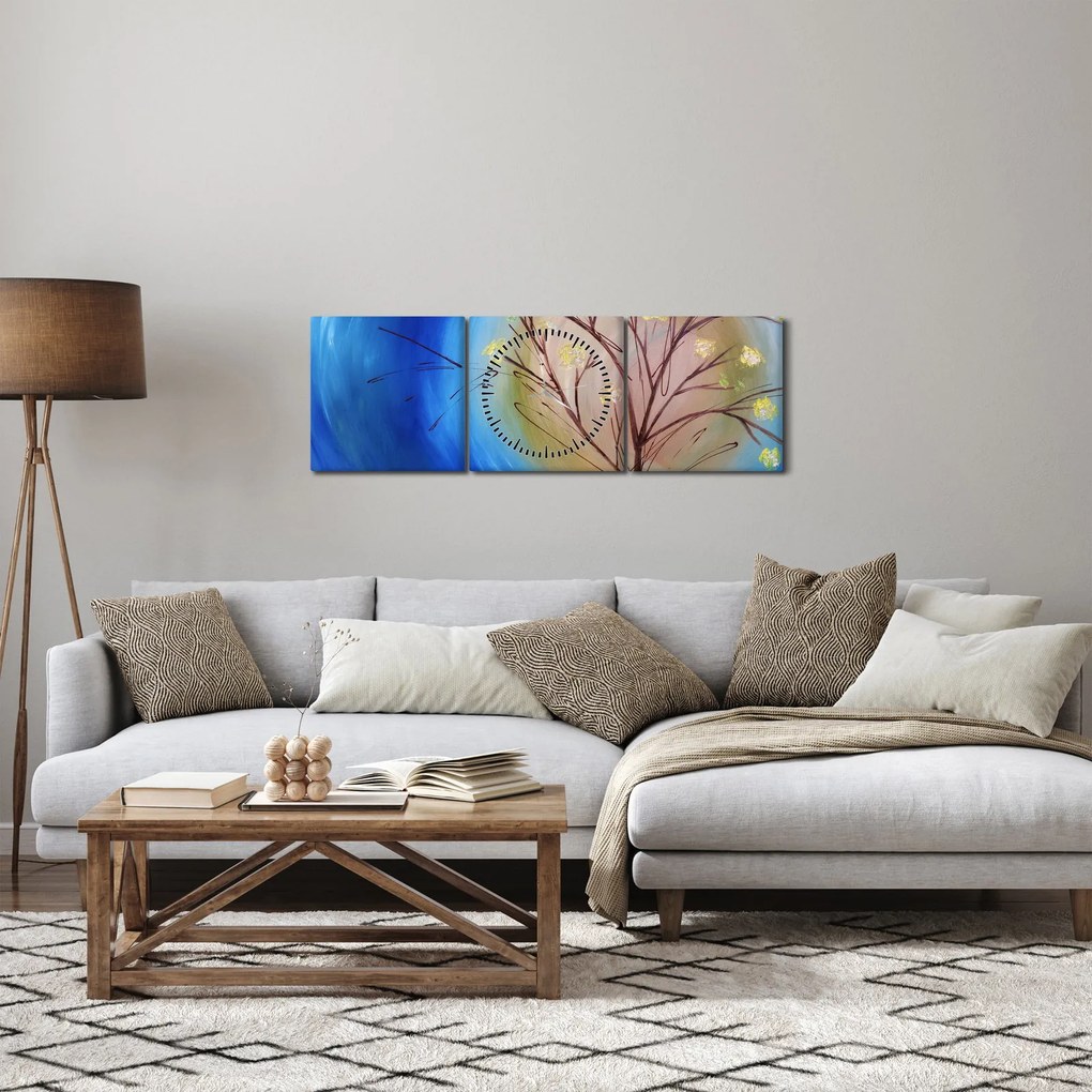 Kép - Napot eltakaró fa (órával) (90x30 cm)