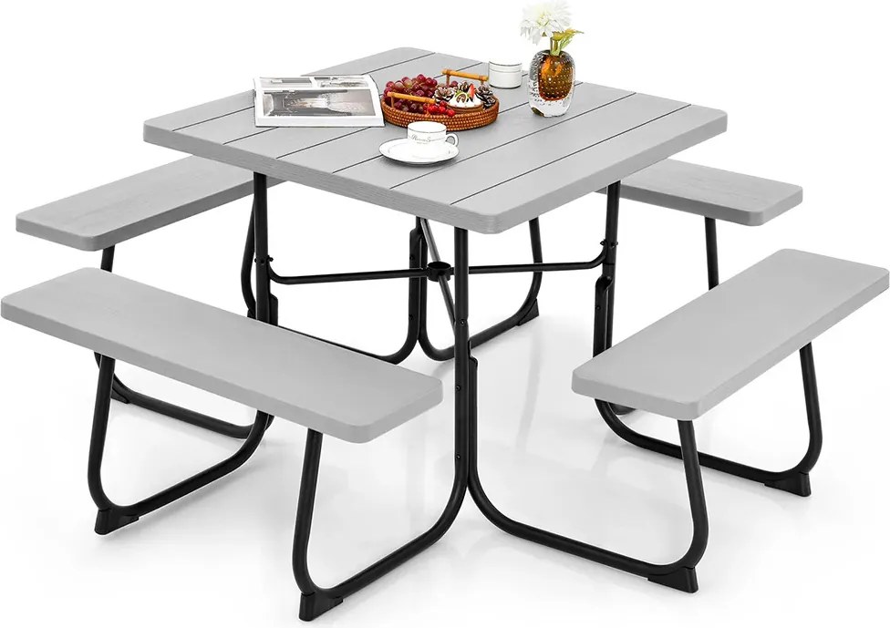 4 személyes piknik asztal napernyőtartóval