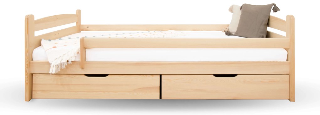 Wilsondo MAURITIUS tömör fa gyerekágy leesésgátlóval 90x200 - natúr borovi