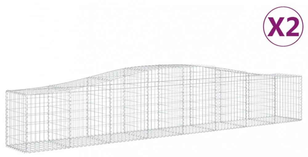 vidaXL 2 db íves horganyzott vas gabion kosár 400x50x60/80 cm