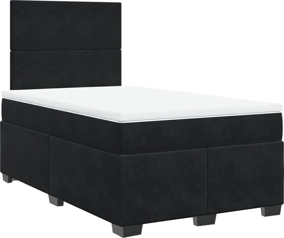 vidaXL fekete bársony rugós ágy matraccal 120x190 cm