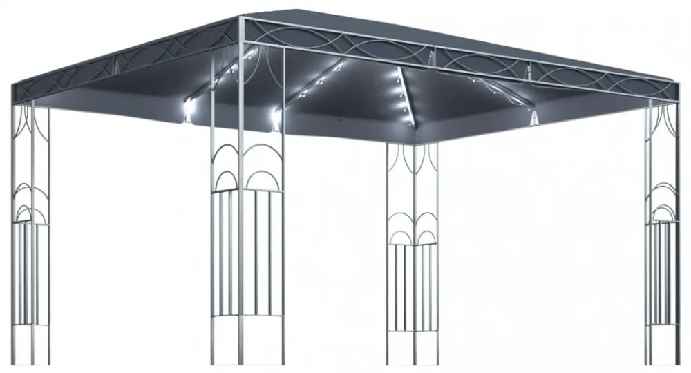 antracitszürke pavilon LED fényfüzérrel 400 x 300 cm