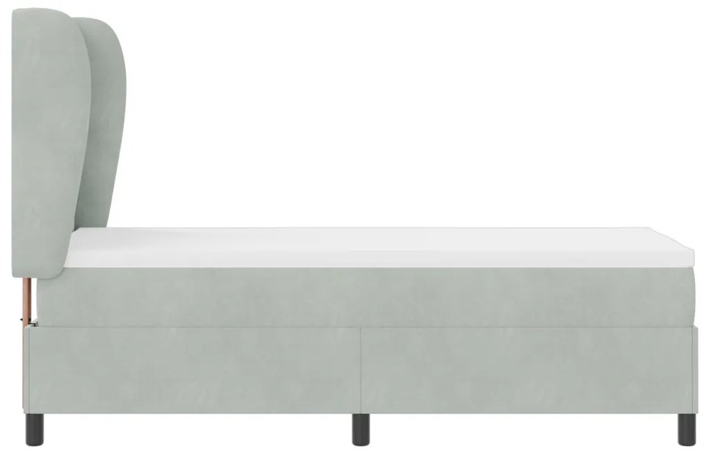Boxspring Ágy Matrac Közép Szürke 80x200 cm Bársony