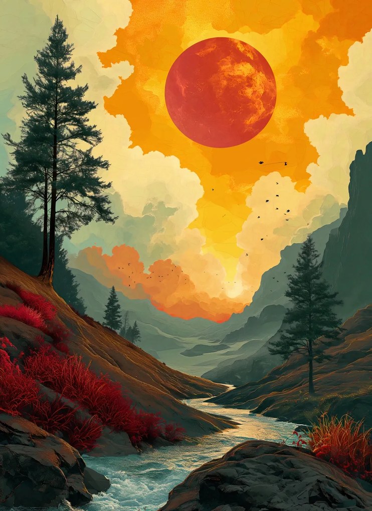 Poszter 40x55cm Vad folyó Alkonyat