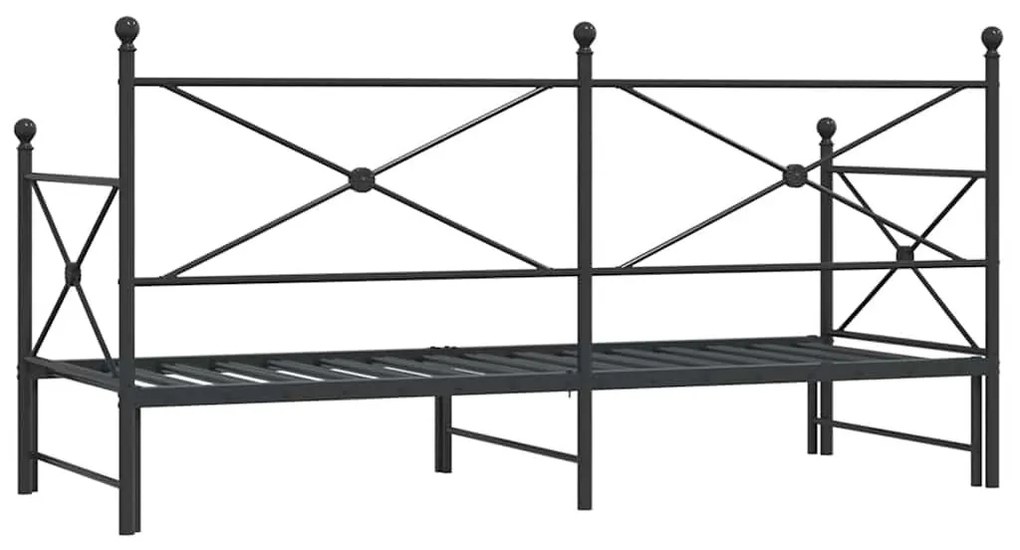 fekete acél kihúzható kanapéágy matrac nélkül 75x190 cm