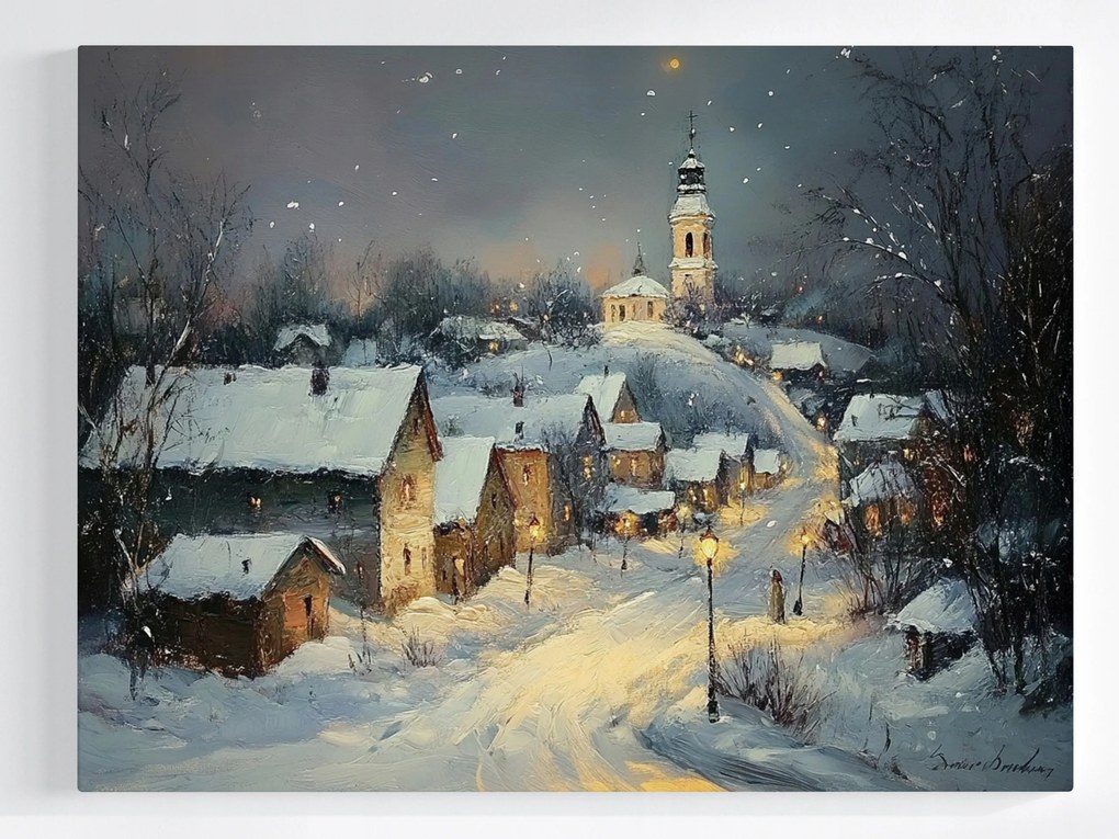 Vászonkép Canvas Tájkép Város Út Tél Hó 80x60