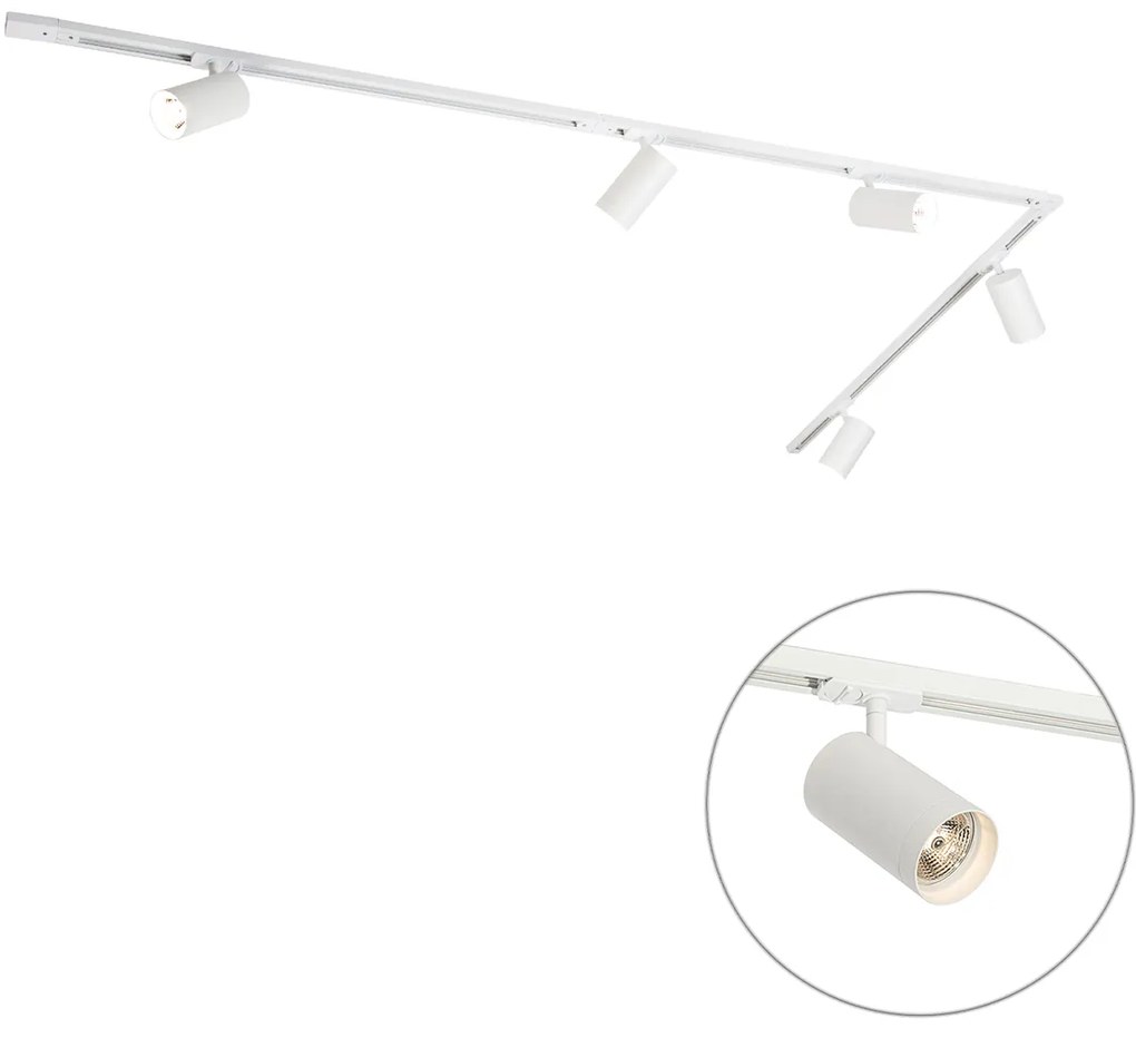Modern sínrendszer 5 spotlámpával fehér 1 fázisú GU10 70mm - Iconic Jeana Luxe
