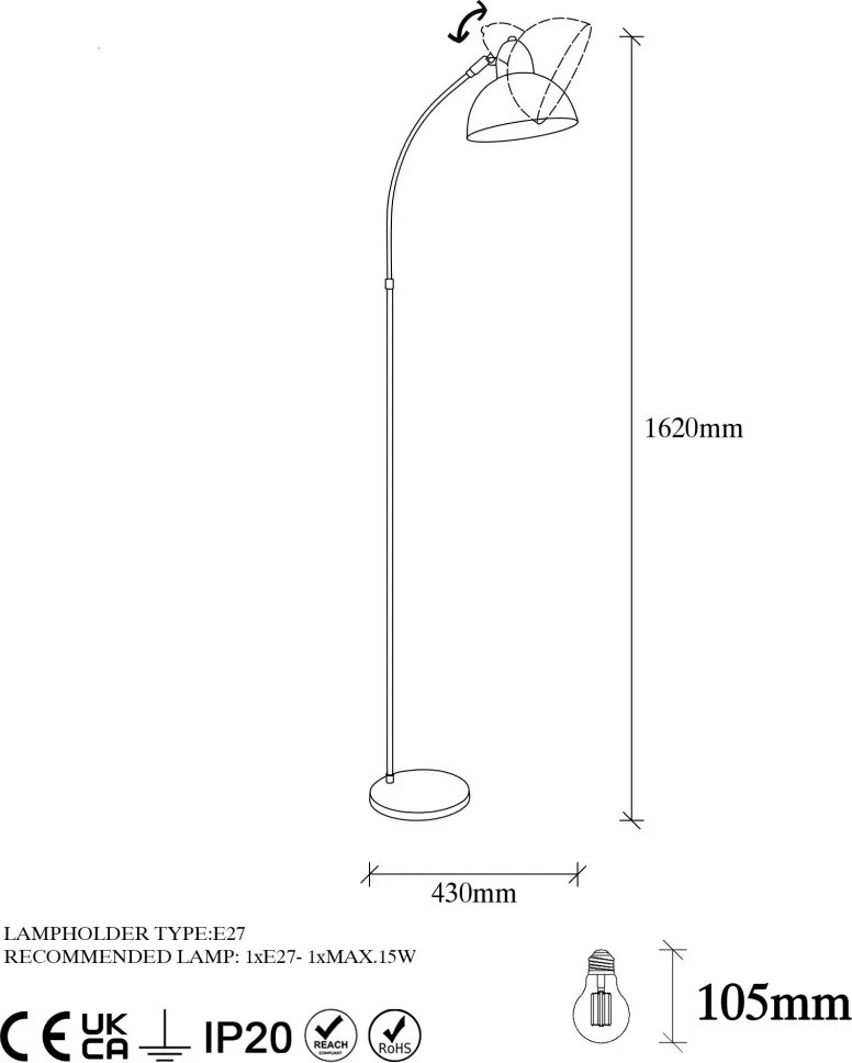 Varzan, állólámpa, antik fekete