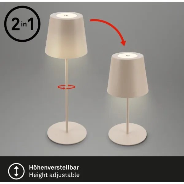 Briloner 7508011 - LED dimmelhető, újratölthető asztali lámpa LED/2,5W/5V IP44 bézs