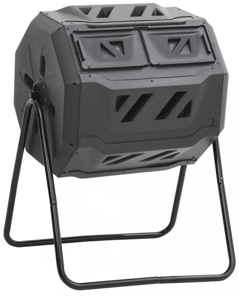 fekete kerti komposztálóláda 73 x 64 x 95 cm 160 L