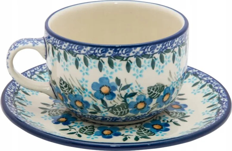 200 ml-es csésze csészealjjal Művészi kerámia Bolesławiec 2277 Virágok