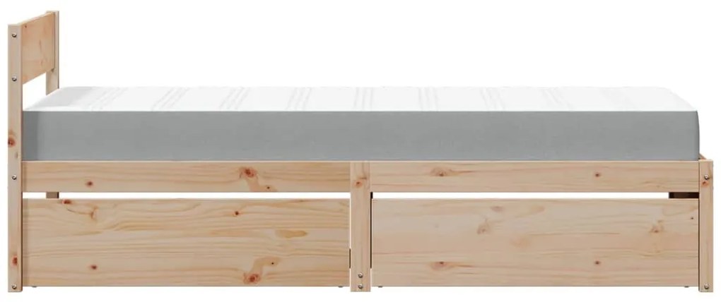 tömör fenyőfa ágykeret fiókokkal és matraccal l 100 x 200 cm