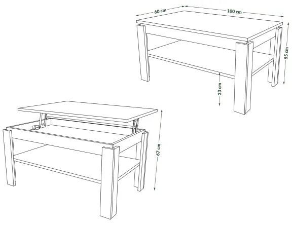Fehér ADEN konferenciás asztal emelhető lappal és polccal, kihúzható