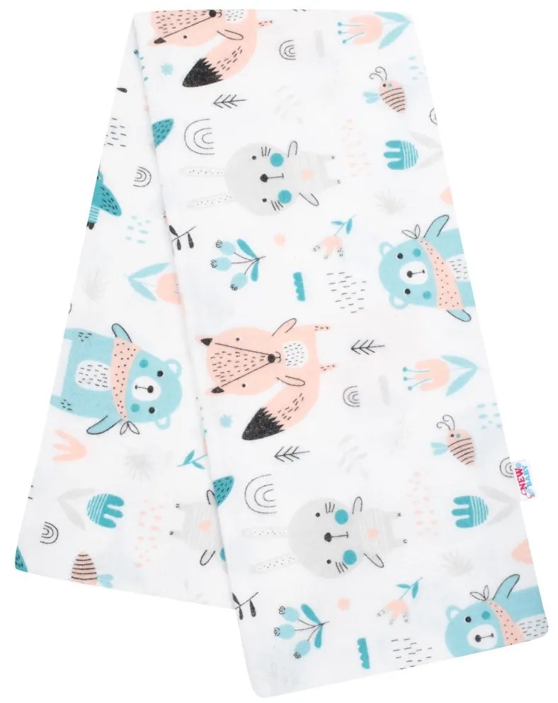 Flanel pelenka nyomtatott mintával New Baby fehér állatkák