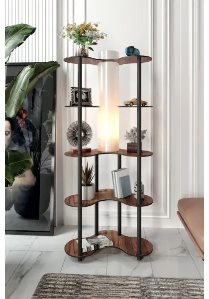 Állólámpa polcokkal 1xE27/40W/230V 150 cm fekete/barna