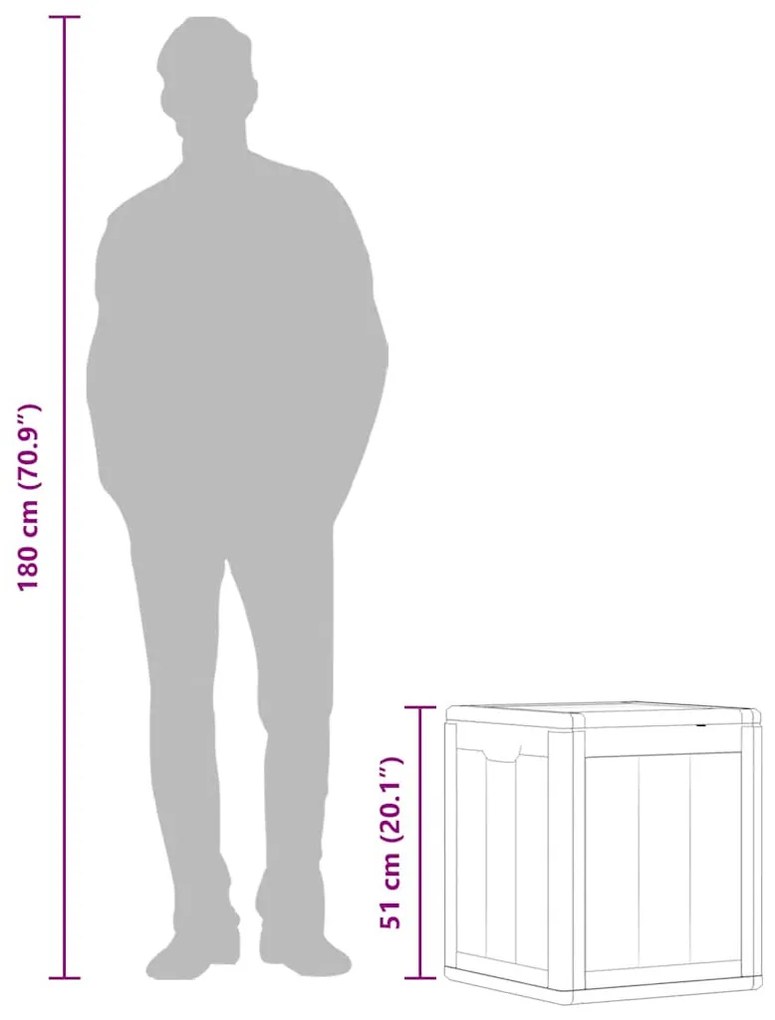 szürke PP fa hatású kerti tároló doboz 90 L