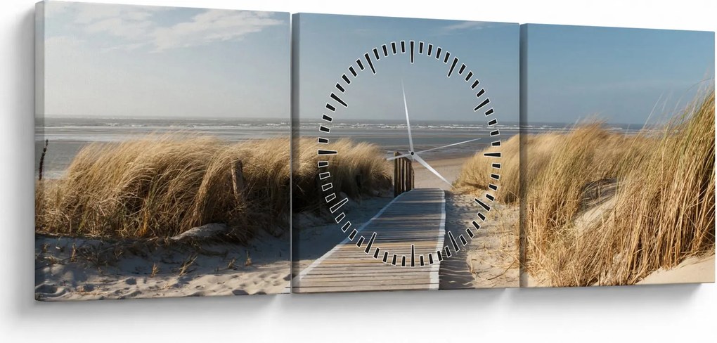 Kép - Homokos strand Langeoog szigetén, Németországban (órával) (90x30 cm)