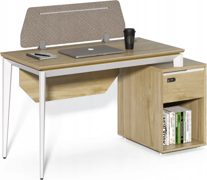 Irodai asztal szekrénnyel Houseland Profit Max 03 1406 tölgy/fehér