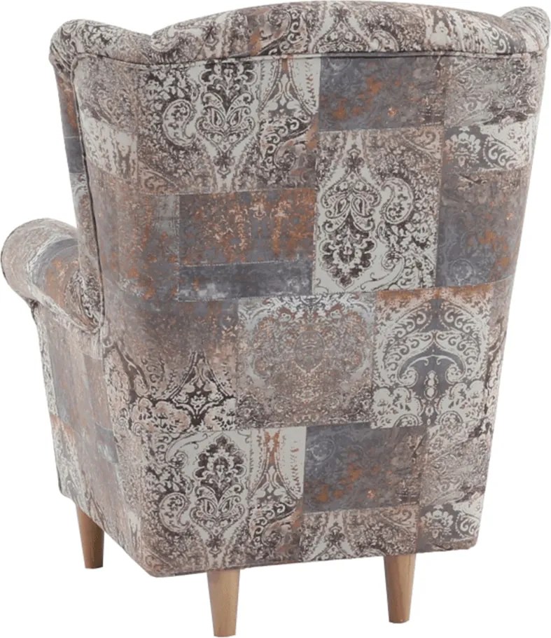 Füles fotel, szövet vintage barna, CHARLOT