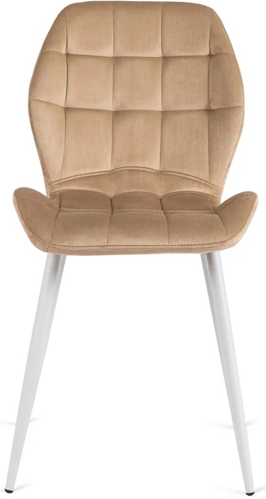 Bézs Bársony Étkezőszék Fehér Lábakkal. LUCKY