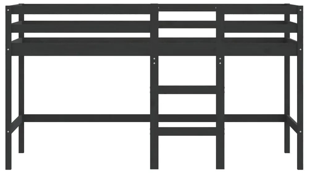 fekete tömör fenyőfa gyerek galériaágy létrával 80 x 200 cm
