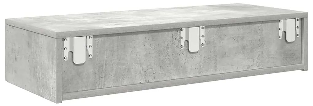 Falipolc fiókokkal betonszürke 80x33x17 cm műszaki fa