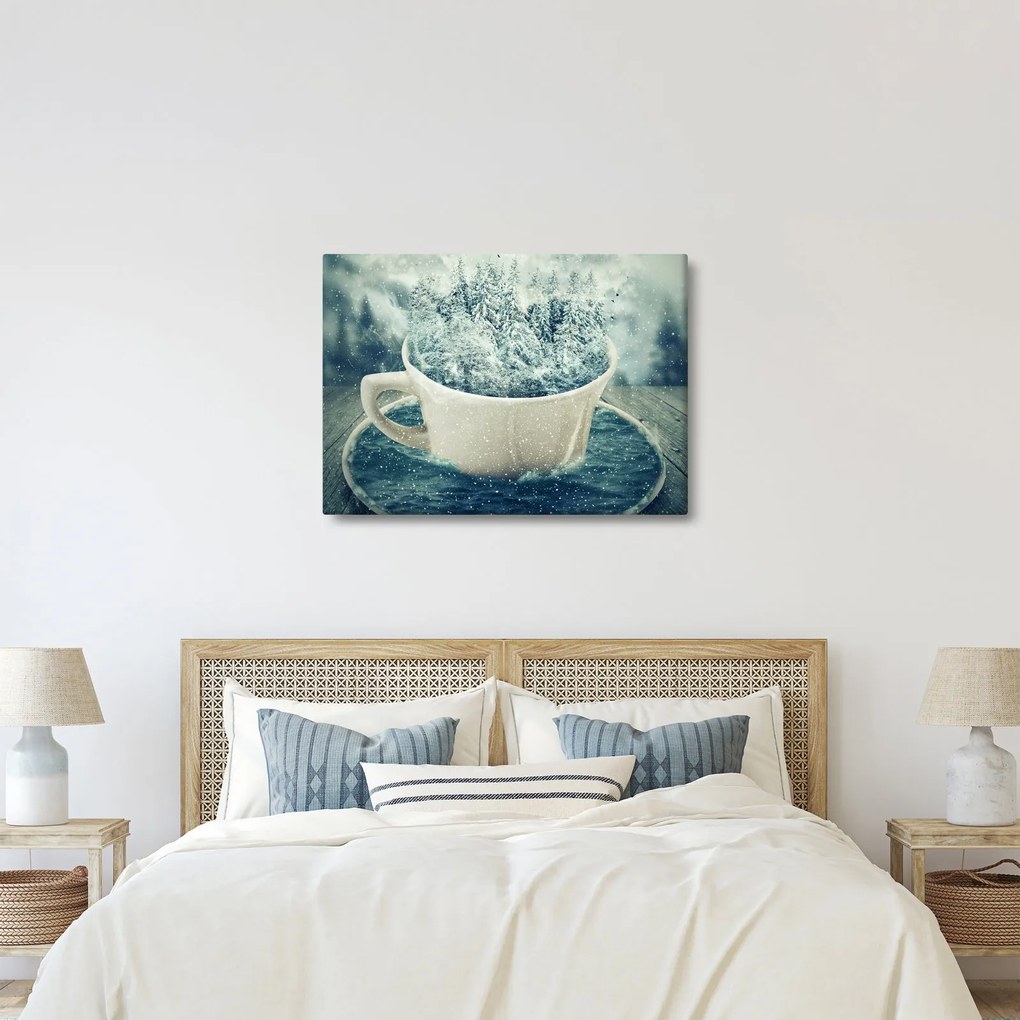 Kép - Téli világ egy bögrében (70x50 cm)