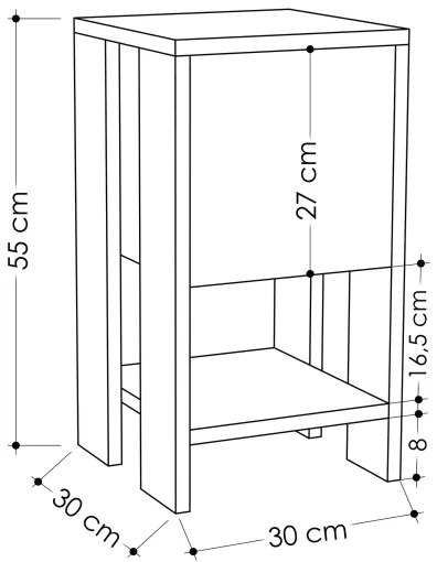 Éjjeliszekrény EMA 55x30 cm fehér/bézs