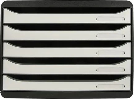 Irattároló, műanyag, 5 fiókos, EXACOMPTA BIigBox Glossy, fekete-fehér (EX3087213D)