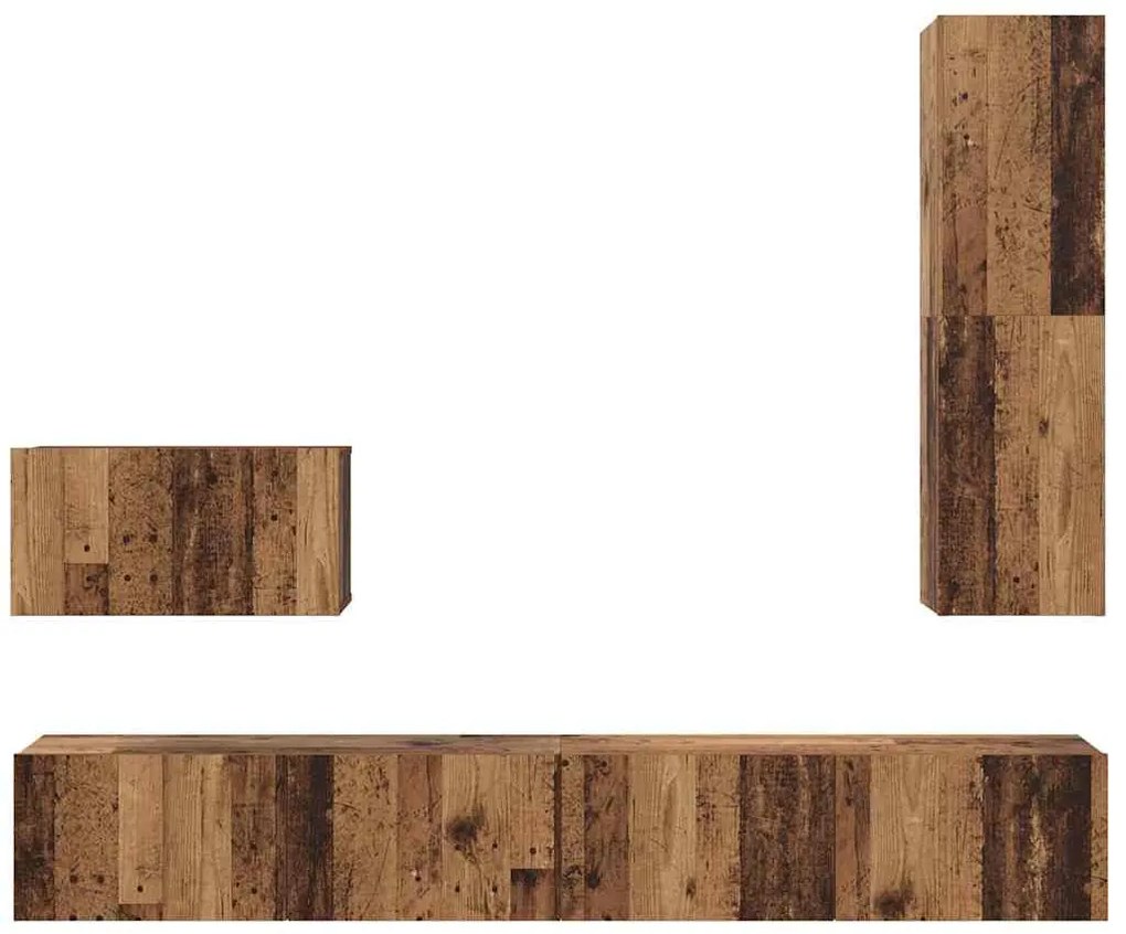 TV Szekrény Szett 4 pcs Régi fa 200 x 30 x 30 cm Faanyag