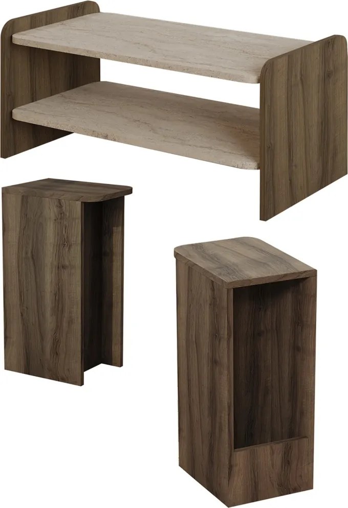 Amon - Travertine, Antique Walnut