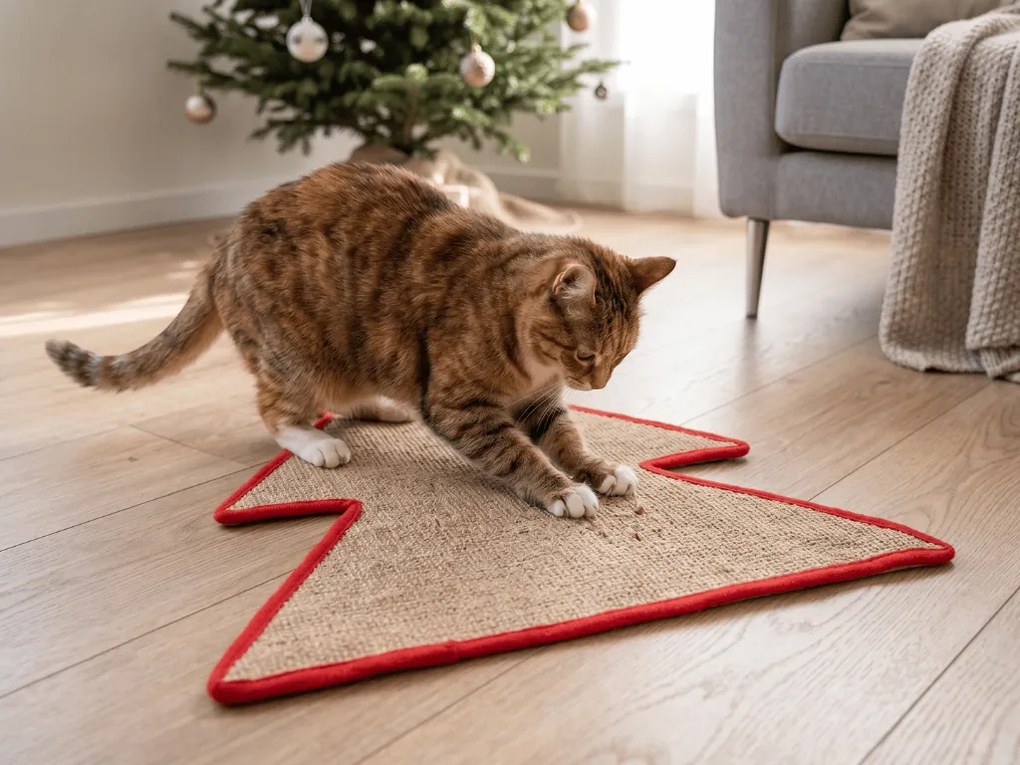 Karácsonyi kaparóalátét macskáknak FESTIVE PAWS 60×50 cm
