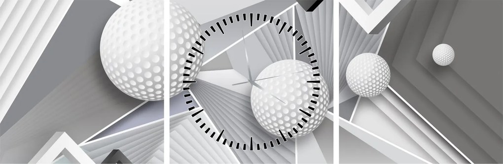 Geometriai absztrakt kép (órával) (90x30 cm)