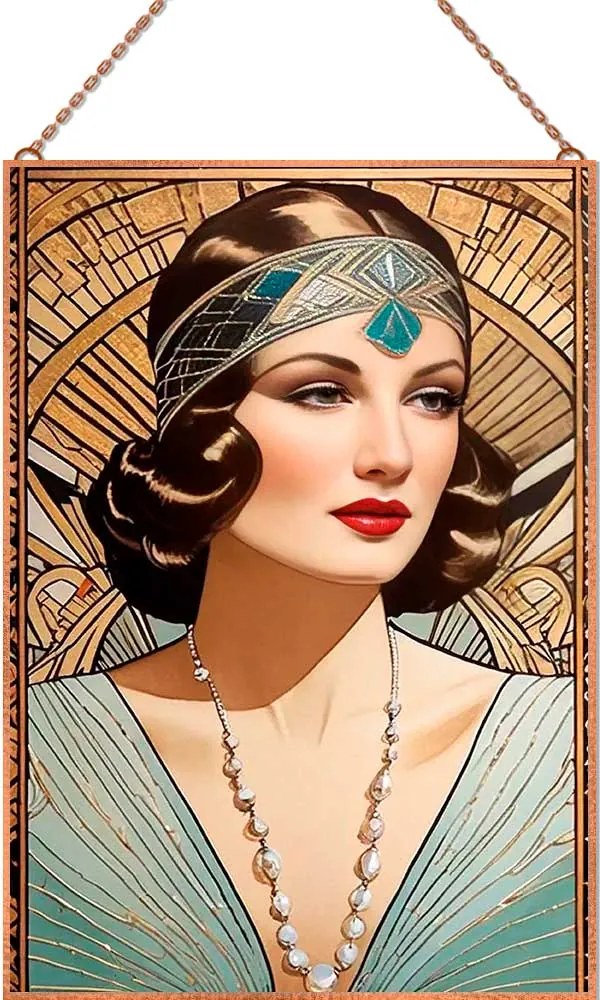 Art Deco lady 5 üvegkép, falikép