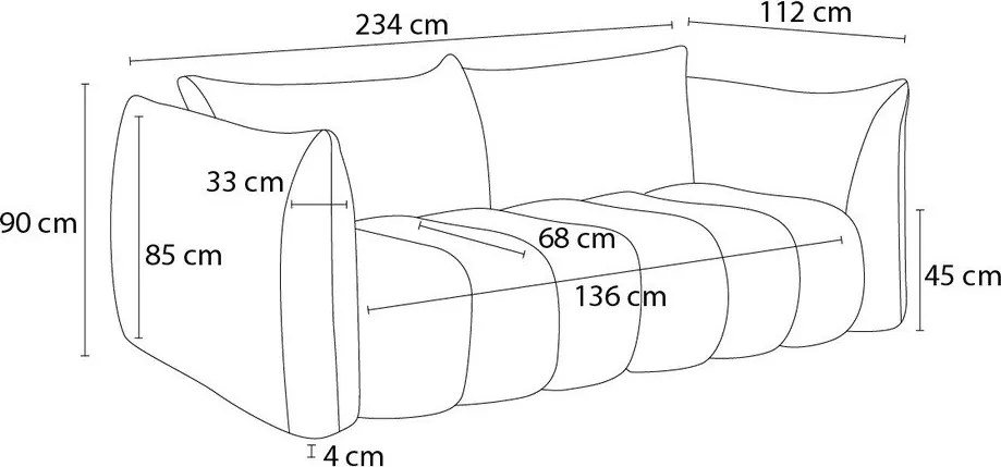 Narancssárga buklé kanapé 234 cm Azra – Bobochic Paris