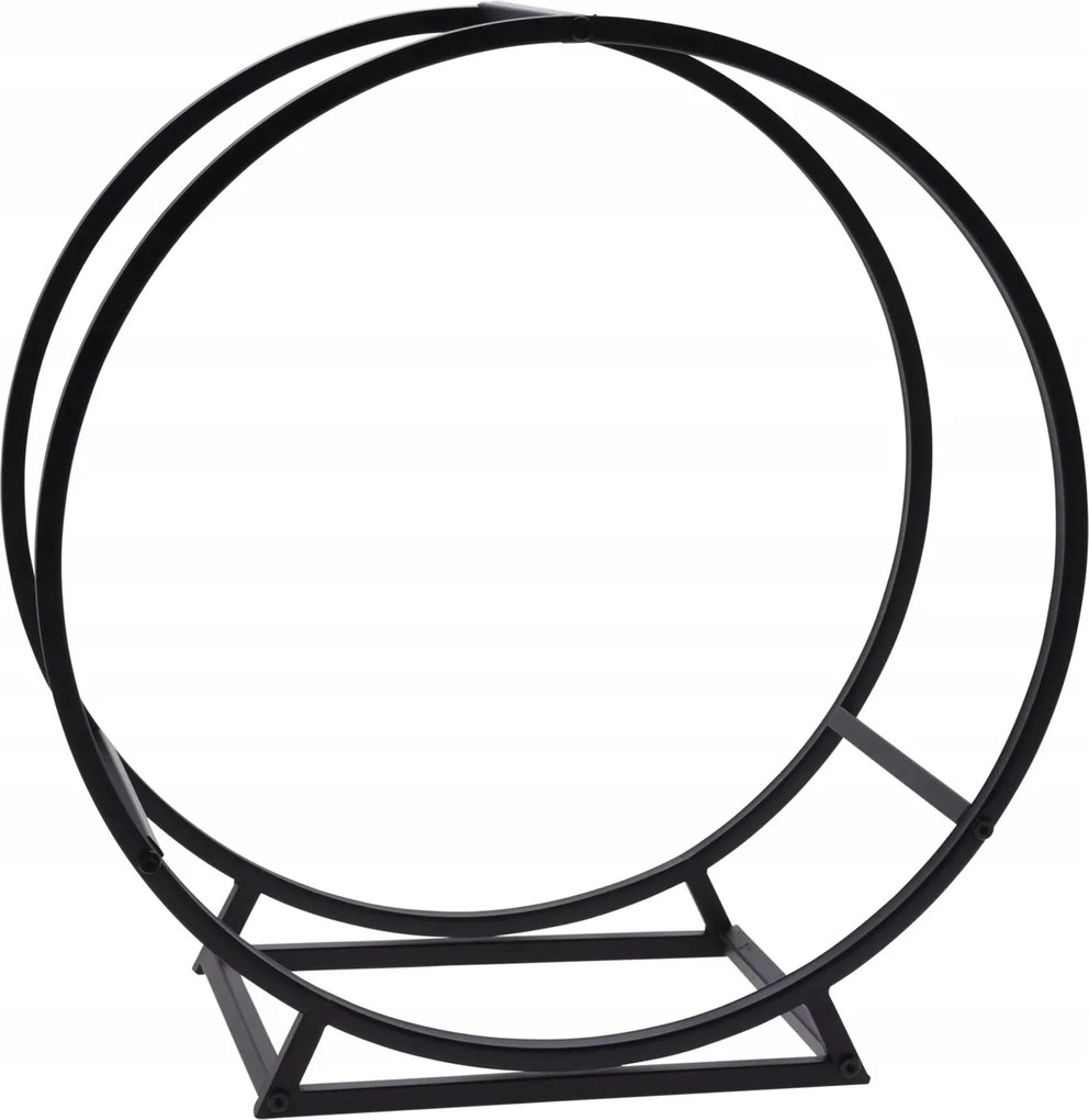 Fa kosár kerek Loft Fém Fekete Kandalló Tűzifa Modern 51cm