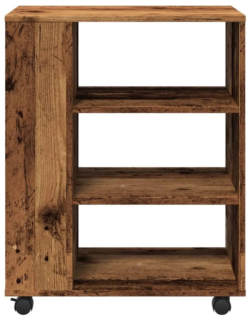 antik fa színű szerelt fa kerekes szekrény 60 x 35 x 75 cm