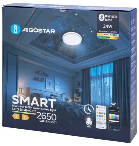 Aigostar LED RGBW fürdőszobai mennyezeti lámpa 24W 230V IP44 DO-val