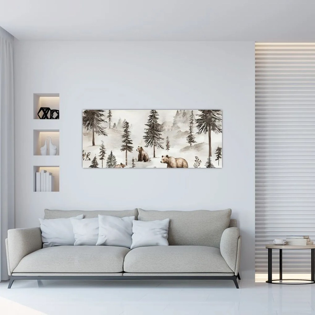 Kép - Erdő medvékkel (120x50 cm)