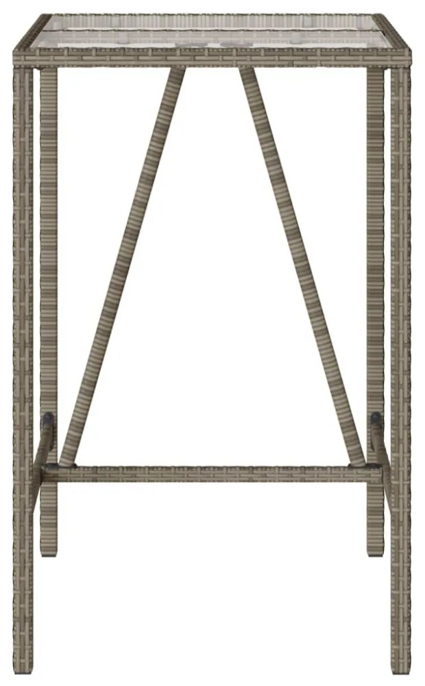 szürke polyrattan kültéri bárasztal 70 x 70 x 110 cm