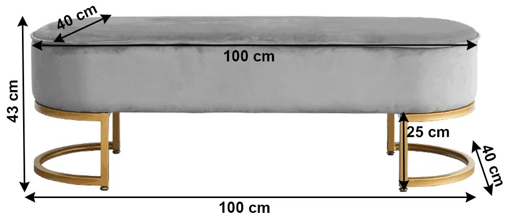 Dizájnos pad Morila (szürke + arany) . 1064038