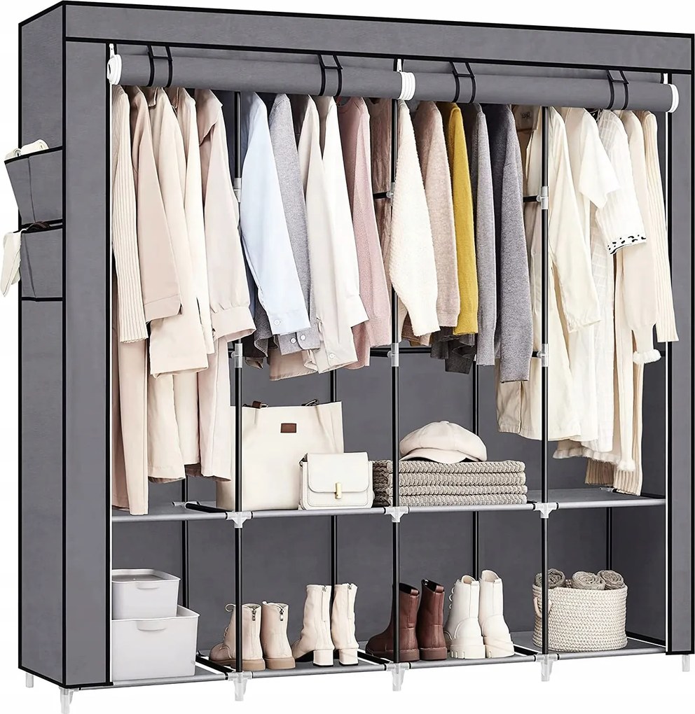 Textil Gardróbszekrény Ruhaakasztó Összecsukható Nagy XXXL